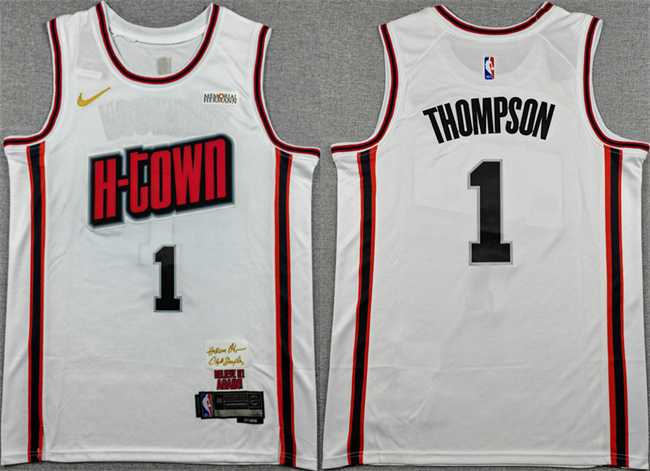 Men%27s Houston Rockets #1 Amen Thompson White 2024-25 City Edition Stitched Jersey