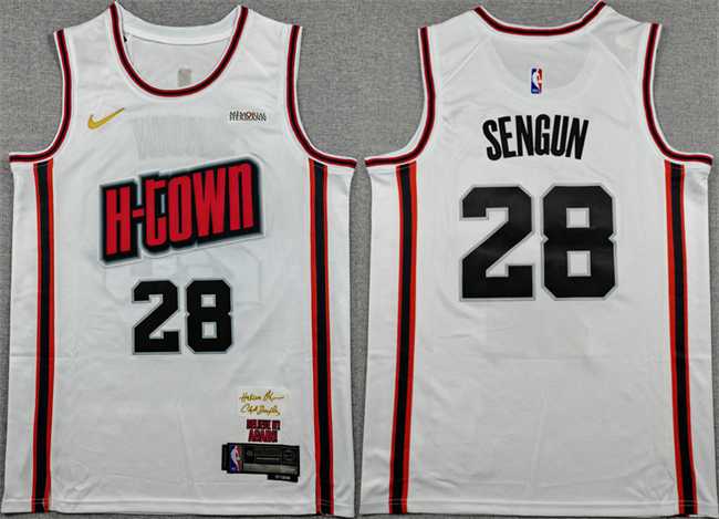 Men%27s Houston Rockets #28 Alperen Sengun White 2024-25 City Edition Stitched Jersey