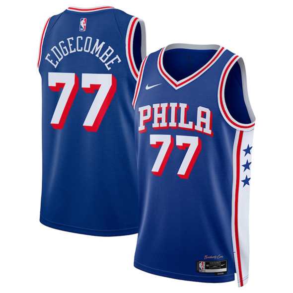 Men%27s Philadelphia 76ers #77 V. J. Edgecombe Royal 2025 Draft Icon Edition Stitched Jersey Dzhi
