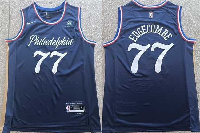Men%27s Philadelphia 76ers #77 V. J. Edgecombe Navy 2025-26 City Edition Stitched Jersey