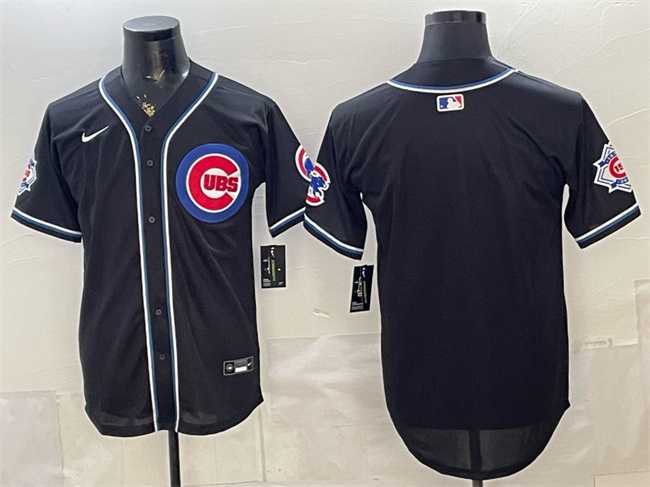 Men%27s Chicago Cubs Blank 2026 Fashion Replica Black Out Stitched Jersey