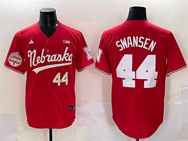 Men%27s Nebraska Huskers #44 Gabe Swansen Red Back-2-Back Champions Patch Vapor Premier Limited Stitched Jersey