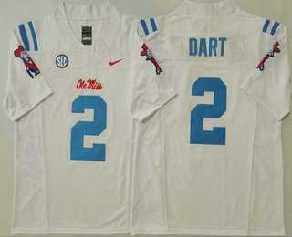 Men's Ole Miss Rebels #2 Jaxson Dart White 2025 FUSE College Football Jersey-0