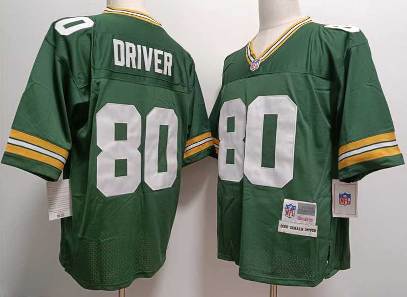 Men%27s Green Bay Packers #80 Donald Driver Mitchell & Ness Retired Player Green Throwback Jersey