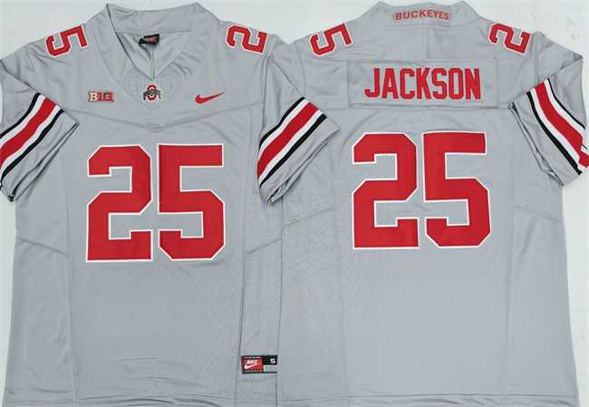 Men%27s Ohio State Buckeyes #25 Lamar Bo Jackson Gray 2025 F.U.S.E. Limited Stitched Jersey