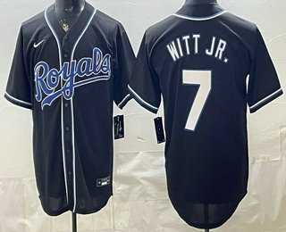 Men%27s Kansas City Royals #7 Bobby Witt Jr 2026 Black Fashion Cool Base Jersey