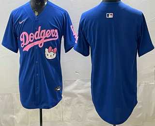 Men%27s Los Angeles Dodgers Blank Blue Hello Kitty 2025 World Series Champions Limited Jersey