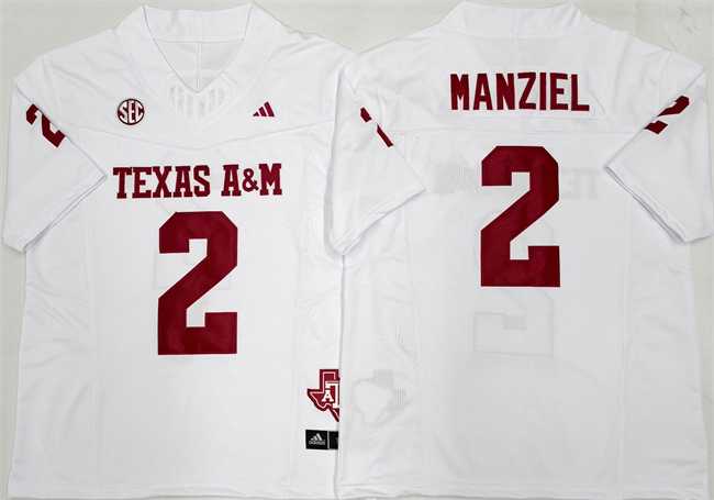 Men%27s Texas A&M Aggies Lions #2 Johnny Manziel White F.U.S.E. Stitched Jersey