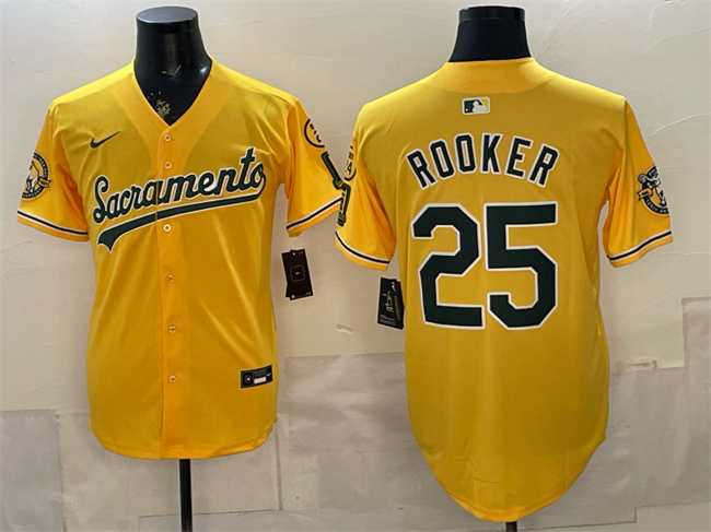 Men's Oakland Athletics #25 Brent Rooker 2026 Yellow Alternate Sacramento Celebrating 125 Years Vapor Limited Stitched Jersey-0
