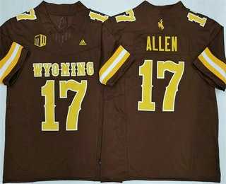Men's Wyoming Cowboys #17 Josh Allen Limited Brown FUSE College Jersey-0