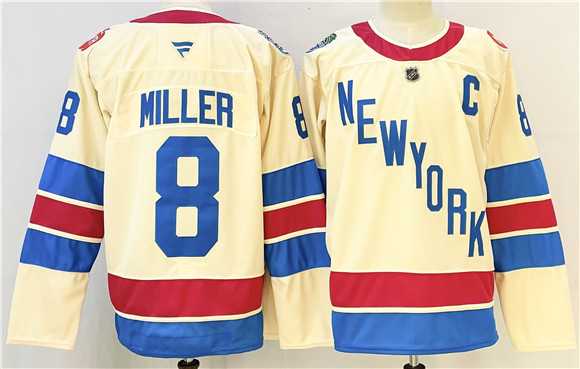 Men's New York Rangers #8 JT Miller Beige 2025-26 Winter Classic With C Patch Stitched Hockey Jersey-0