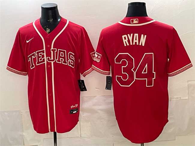 Men%27s Texas Rangers #34 Nolan Ryan Red 2026 City Connect Stadium Stitched Jersey