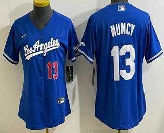 Women's Los Angeles Dodgers #13 Max Muncy Blue Alternate Stadium Jersey-0