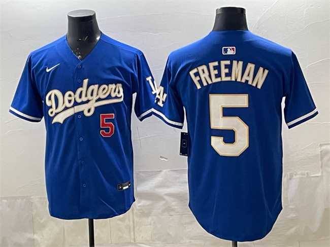 Men%27s Los Angeles Dodgers #5 Freddie Freeman Royal Limited Stitched Jersey
