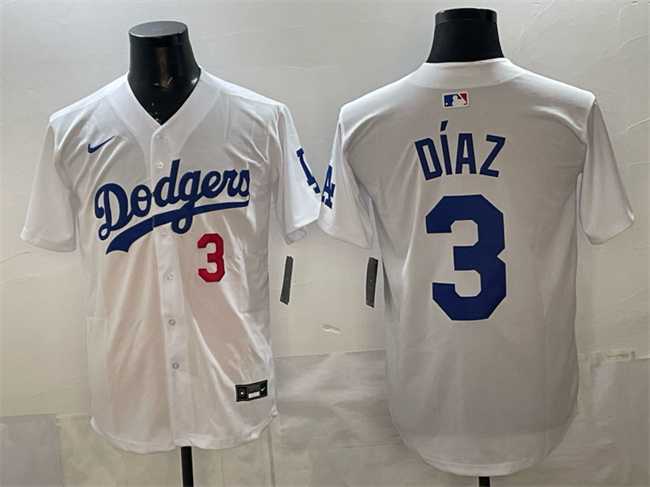Men%27s Los Angeles Dodgers #3 Edwin Diaz White 2025 Limited Stitched Jersey