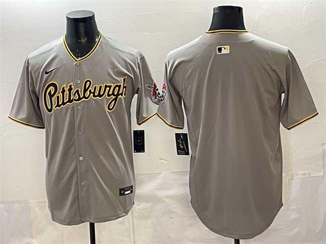 Men's Pittsburgh Pirates Blank Gray Limited Stitched Jersey-0