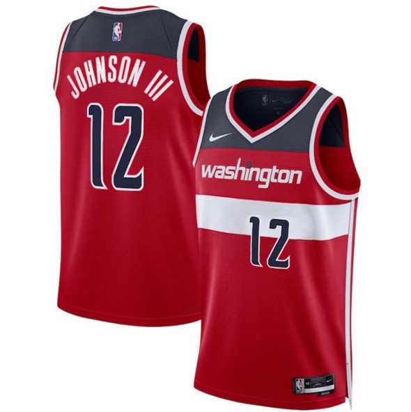 Men%27s Washington Wizards #12 Tre Johnson III Red 2025 Draft Icon Edition Stitched Jersey Dzhi