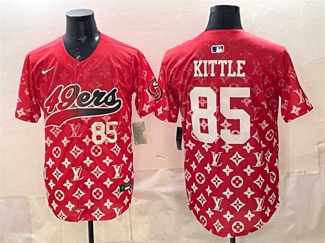 Men's San Francisco 49ers #85 George kittle Red Limited Stitched Baseball Jersey-0