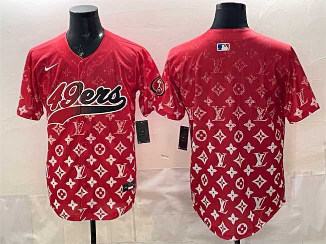 Men's San Francisco 49ers Blank Red Limited Stitched Baseball Jersey-0