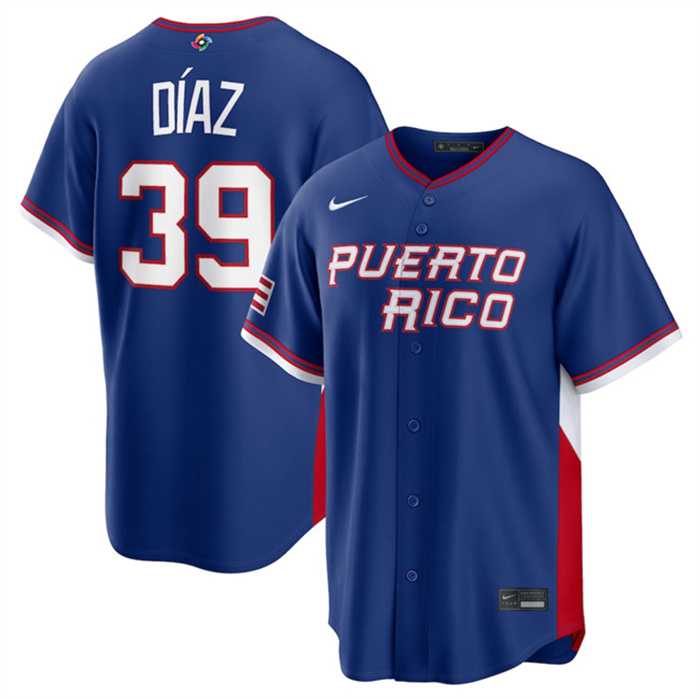 Men%27s Puerto Rico Baseball Customized Blue 2026 World Baseball Classic Road Stadium Stitched Jersey