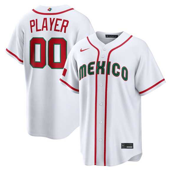 Men's Mexico Baseball ACTIVE PLAYER Custom White 2026 World Baseball Classic Home Stadium Stitched Jersey-0