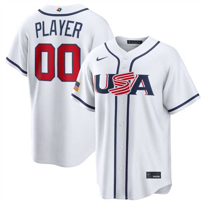 Men%27s USA Baseball ACTIVE PLAYER Custom White 2026 World Baseball Classic Home Stadium Stitched Jersey