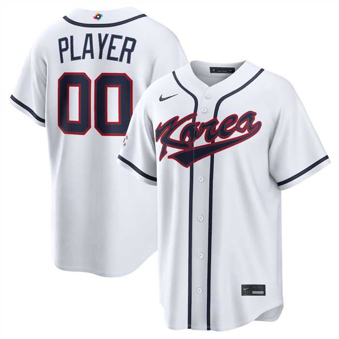 Men%27s Korea Baseball Active Player Custom White 2026 World Baseball Classic Home Stadium Stitched Jersey