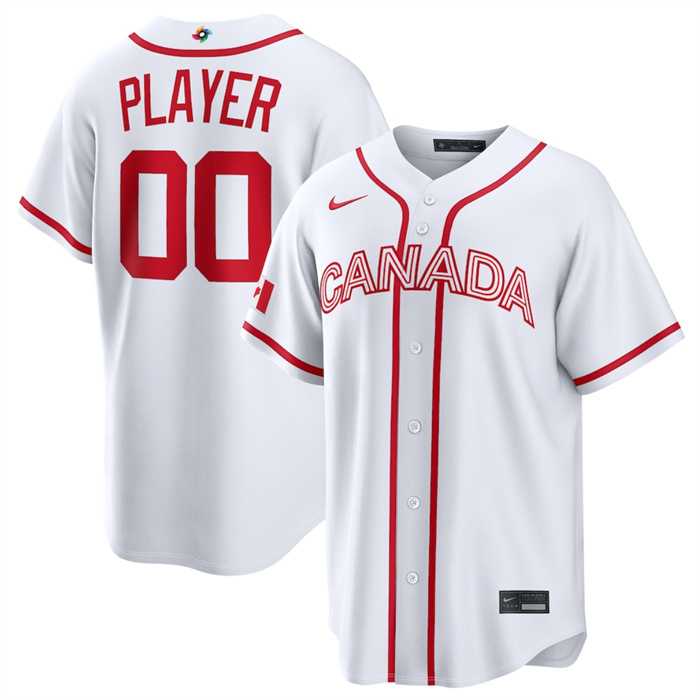 Men's Canada Baseball Active Player Custom White 2026 World Baseball Classic Home Stadium Stitched Jersey-0