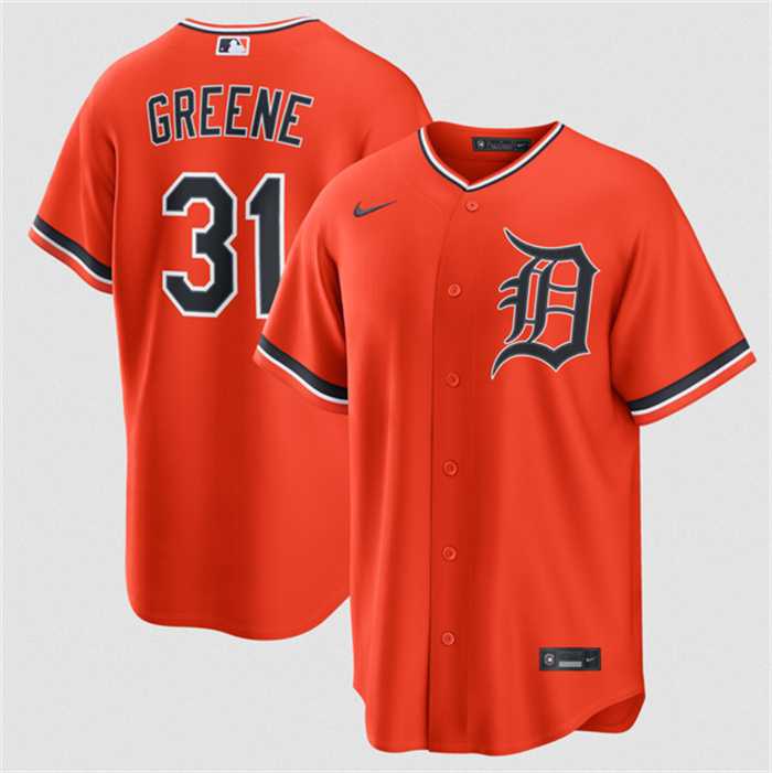 Men's Detroit Tigers #31 Riley Greene Orange Alternate Stitched Jersey Dzhi-0
