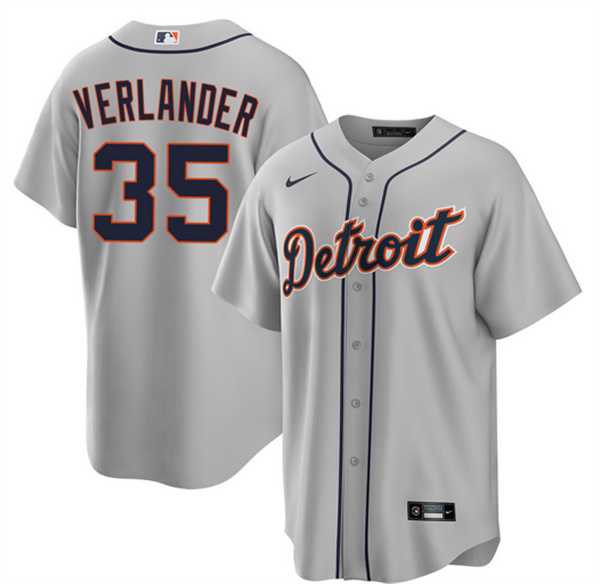 Men%27s Detroit Tigers #35 Justin Verlander Gray 2026 Road Stitched Jersey Dzhi