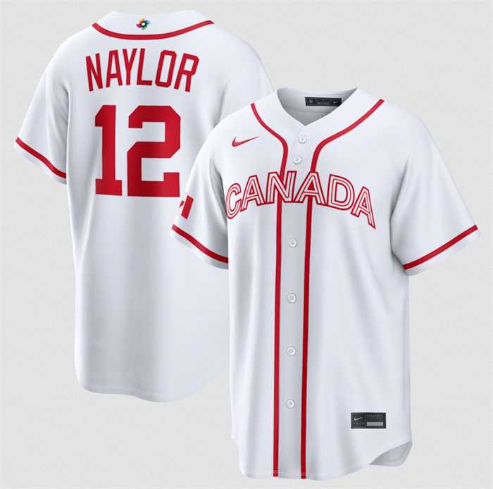 Men%27s Canada Baseball #12 Josh Naylor White 2026 World Baseball Classic Home Stadium Stitched Jersey