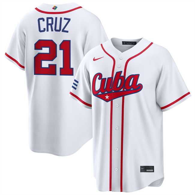 Men%27s Cuba Baseball #21 Naykel Cruz White 2026 World Baseball Classic Home Stadium Stitched Jersey