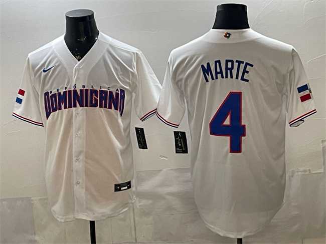 Men%27s Dominican Republic Baseball #4 Ketel Marte White 2026 World Baseball Classic Home Stadium Stitched Jerseys