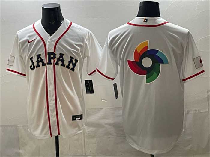 Men%27s Japan Baseball Team Big Logo White 2026 World Baseball Classic Home Stadium Stitched Jersey