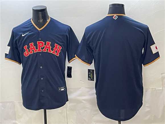 Men%27s Japan Baseball Blank Navy 2026 World Baseball Classic Road Stadium Stitched Jersey