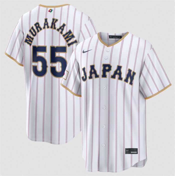Men%27s Japan Baseball #55 Munetaka Murakami White 2026 World Baseball Classic Home Stadium Stitched Jersey