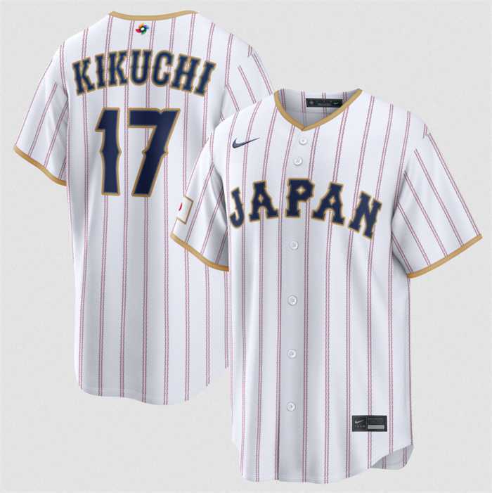 Men%27s Japan Baseball #17 Yusei Kikuchi White 2026 World Baseball Classic Home Stadium Stitched Jersey