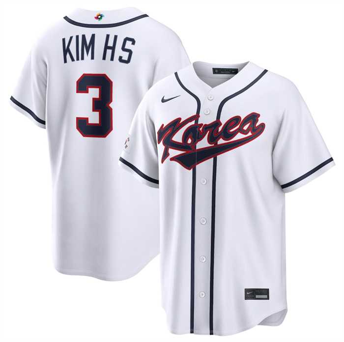 Men%27s Korea Baseball #3 Hyeseong Kim White 2026 World Baseball Classic Home Stadium Stitched Jersey