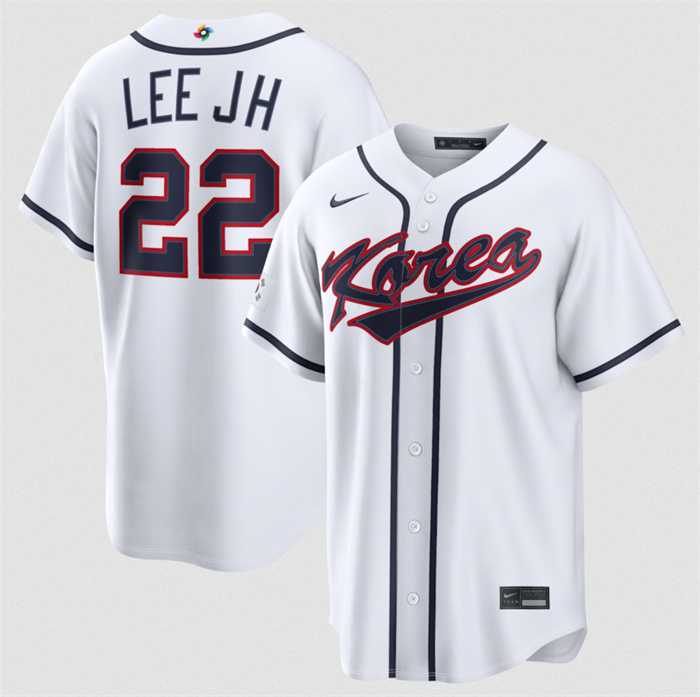 Men%27s Korea Baseball #22 Jung Hoo Lee White 2026 World Baseball Classic Home Stadium Stitched Jersey