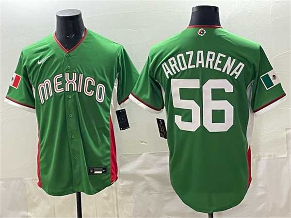 Men%27s Mexico Baseball #56 Randy Arozarena Green 2026 World Baseball Classic Home Stadium Stitched Jersey