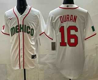 Men%27s Mexico #16 Jarren Duran White 2026 World Baseball Classic Cool Base Jersey