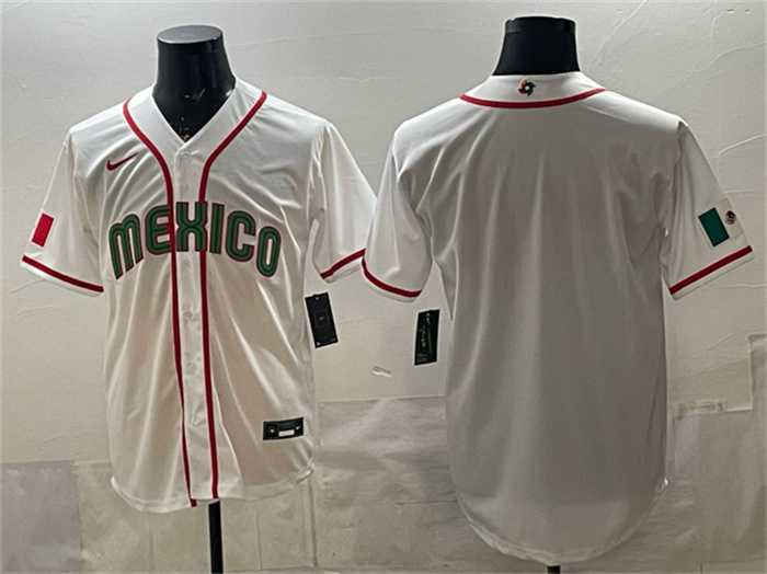 Men%27s Mexico Baseball Blank White 2026 World Baseball Classic Home Stadium Stitched Jersey