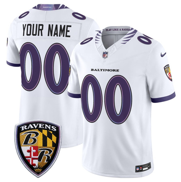 Men%27s Baltimore Ravens Active Player Custom White 2026 F.U.S.E. Vapor Limited Football Stitched Jersey