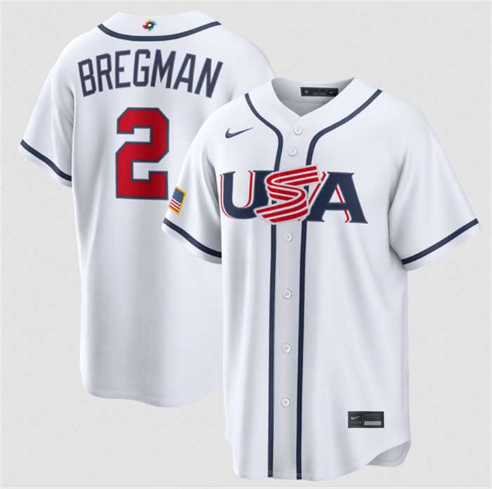Men%27s USA Baseball #2 Alex Bregman White 2026 World Baseball Classic Home Stadium Stitched Jersey