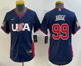 Youth USA #99 Aaron Judge Navy 2026 World Baseball Classic Cool Base Jersey-0