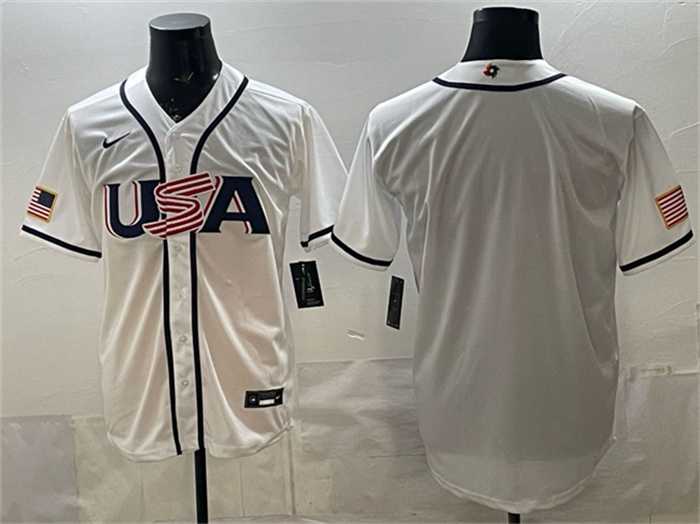 Men%27s USA Baseball Blank White 2026 World Baseball Classic Home Stadium Stitched Jersey