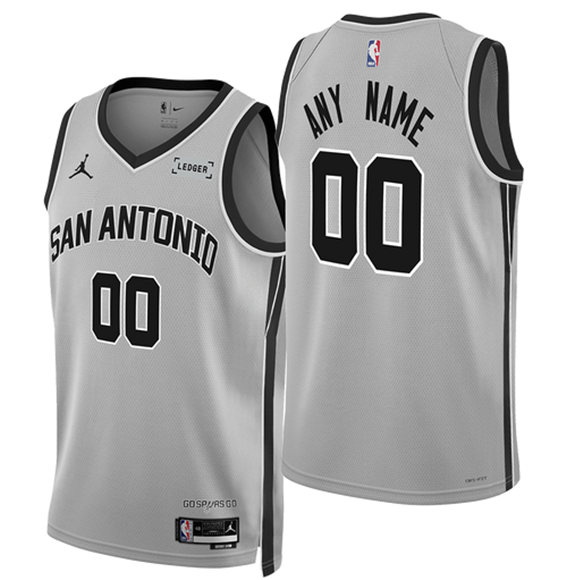 Men's San Antonio Spurs ActiVE Player Custom Silver 2025-26 Statement Edition Stitched Basketball Jersey-0