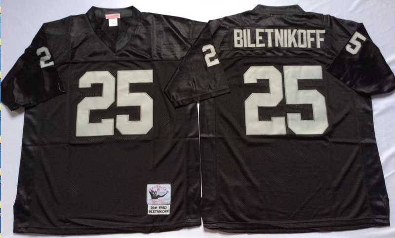 Men%27s Raiders #25 Fred Biletnikoff Black Throwback Stitched Football Jersey