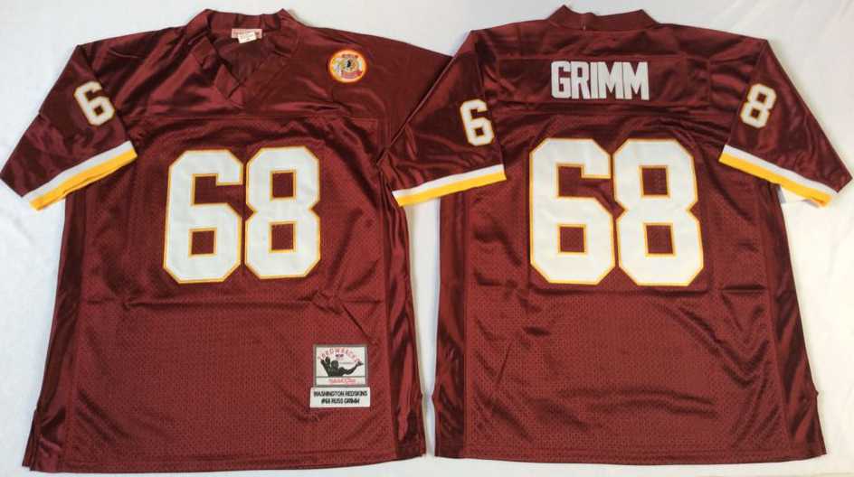 Men%27s Redskins #68 Russ Grimm Red Throwback Stitched Football Jersey