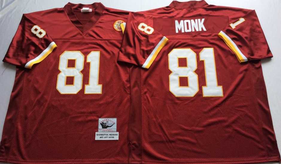 Men's Redskins #81 Art Monk Red Throwback Stitched Football Jersey-0